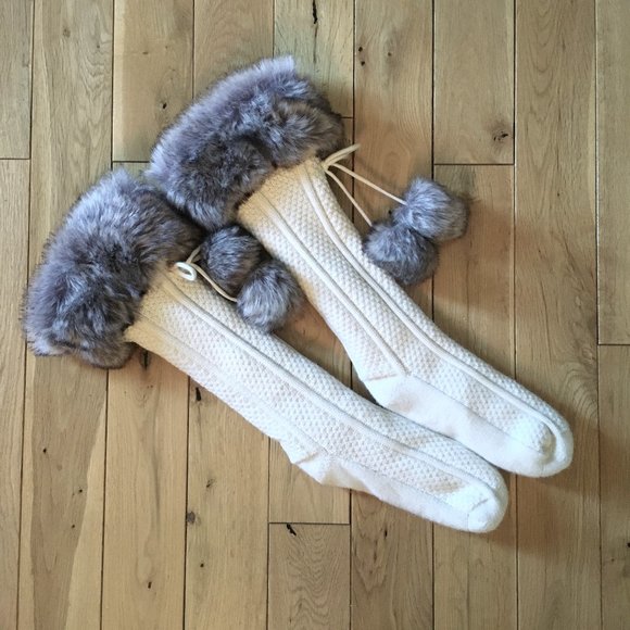 Chunky Knit Faux-fur Trimmed Reading Socks - Picture 4 of 15